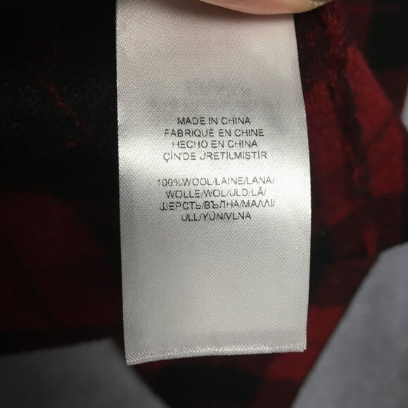 Lauren Ralph Lauren RL Womens Wool Wrap Coat Red Black Plaid - size Small‎ - Picture 8 of 16